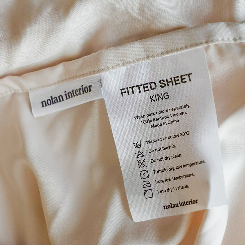 FurAway Fitted Sheet in Sand Beige - lifestyle bedroom close-up | Nolan Interior