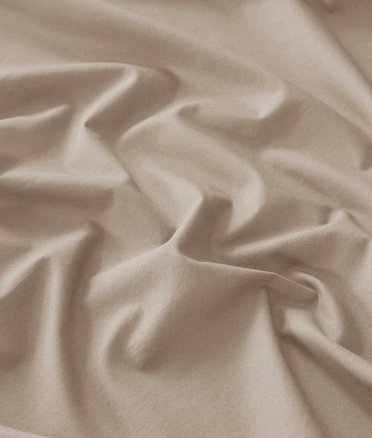 Close-up of taupe GentleSoft Cotton Percale fabric, showcasing its matte finish and soft texture.